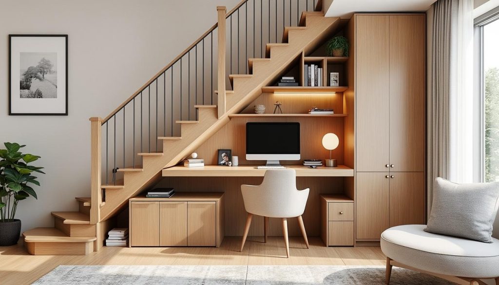 découvrez notre guide pratique pour concevoir un meuble astucieux sous l'escalier. apprenez à optimiser cet espace souvent négligé avec des idées créatives et des conseils de bricolage pour créer un rangement fonctionnel et esthétique.