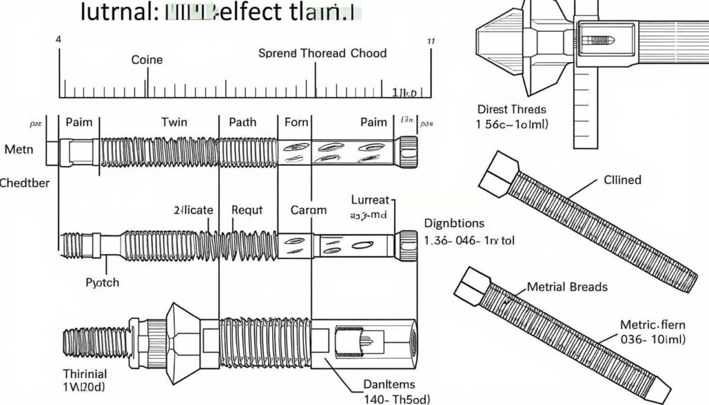 Diagramme technique de filetage et visseries diverses.