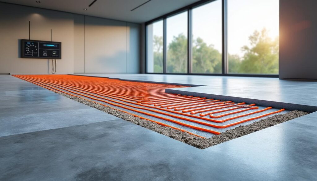 Installation de chauffage au sol moderne.